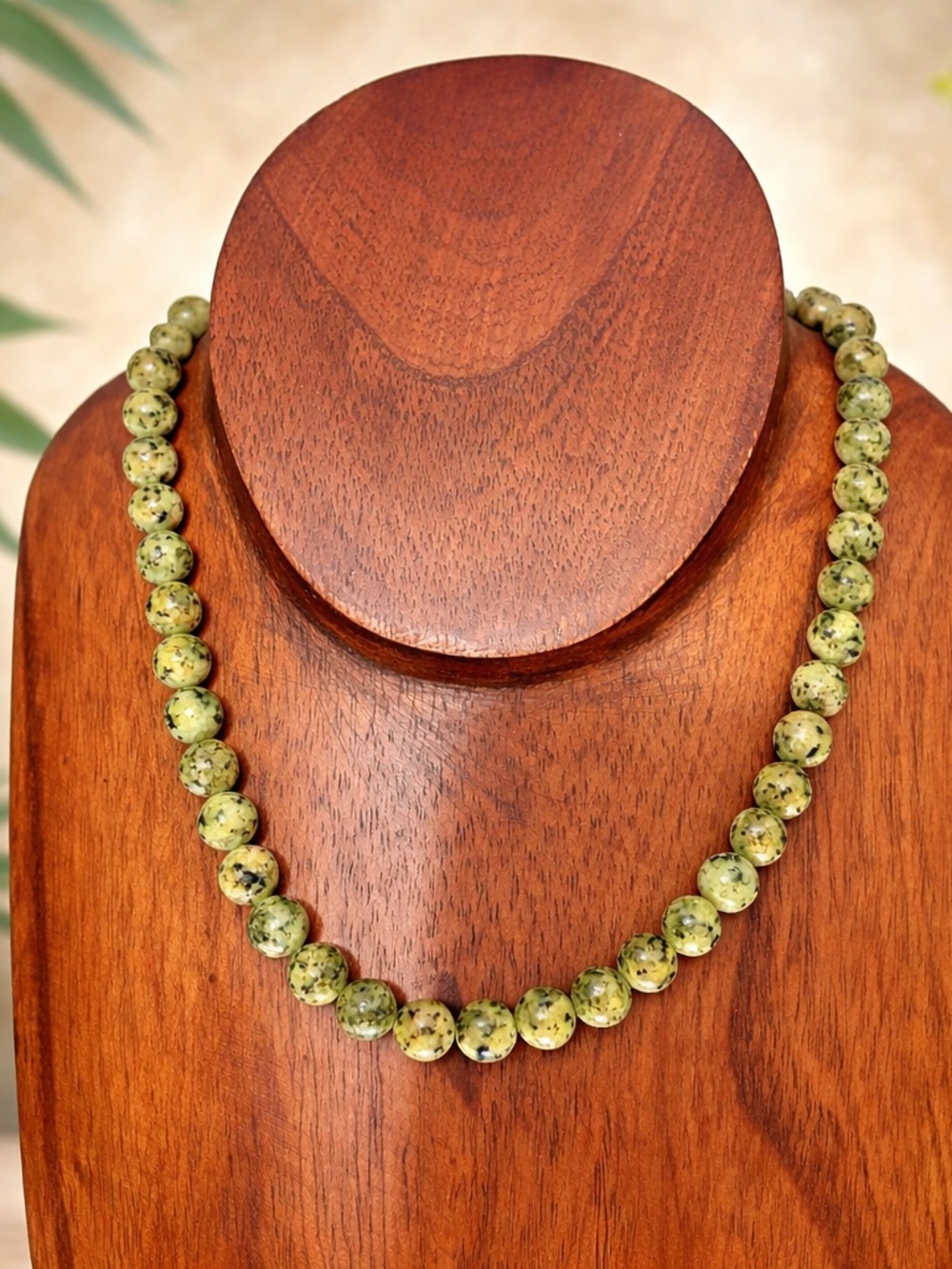 Bumble Bee Jasper Beaded Necklace 925 Silver Clasp Yellow Black Stone 
New